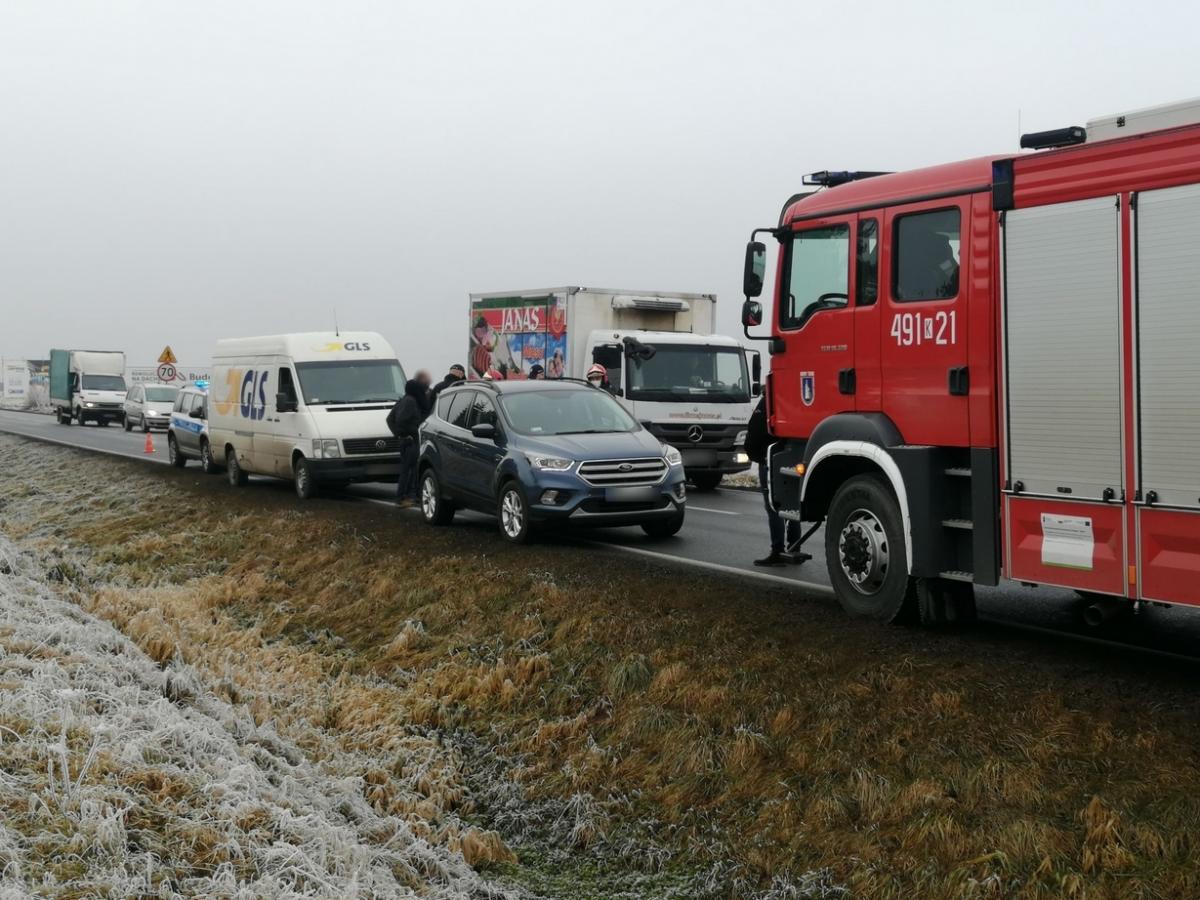 Interwencja służb na drodze w Rogoźniku (zdjęcia)