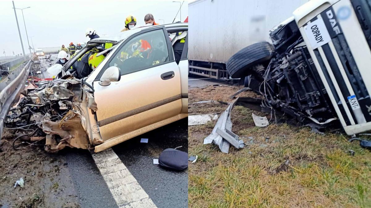 Groźny wypadek na S1 w Pyrzowicach z udziałem TIR-a z powiatu nowotarskiego (zdjęcia)