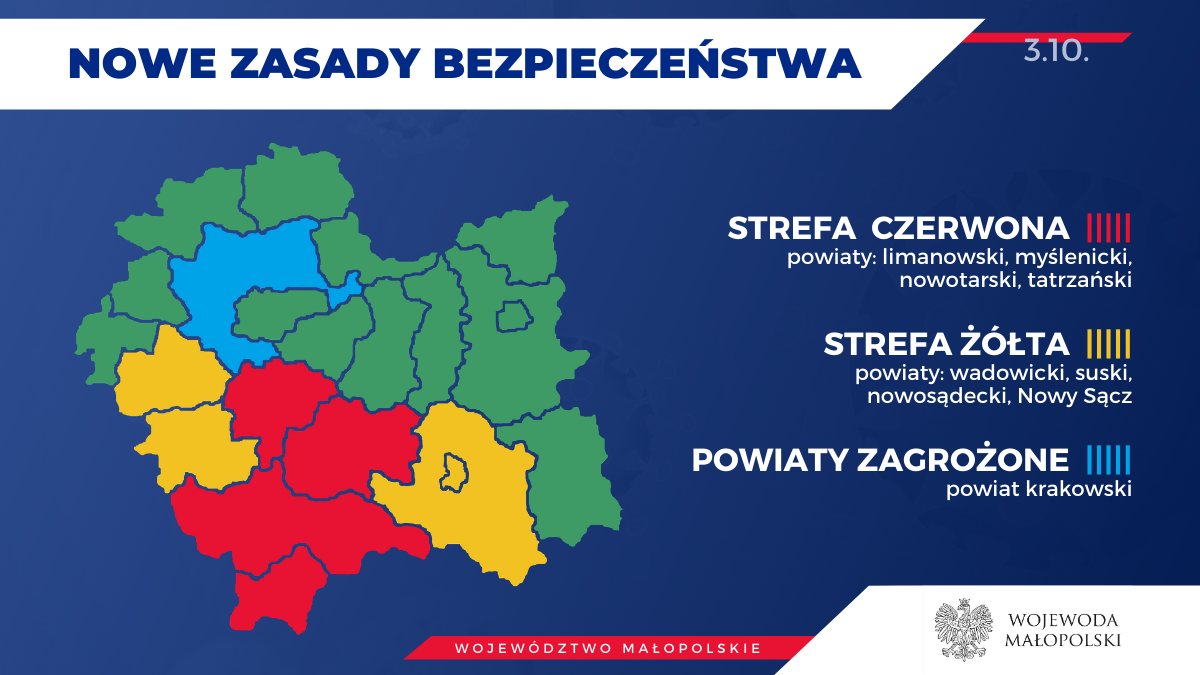 Powiaty nowotarski i tatrzański w czerwonej strefie - wzrost zakażeń koronawirusa w ostatnim czasie