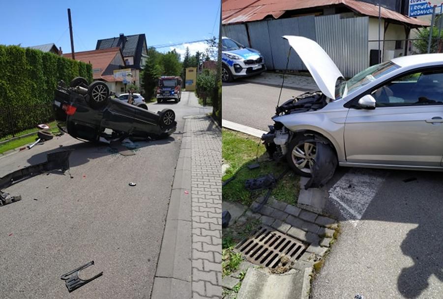 Groźne dachowanie w Czorsztynie (zdjęcia)