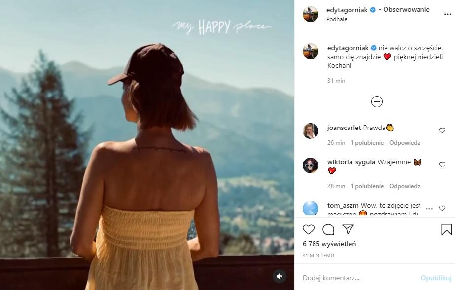 Edyta Górniak na wakacjach na Podhalu - podziwia Tatry i życzy miłej niedzieli
