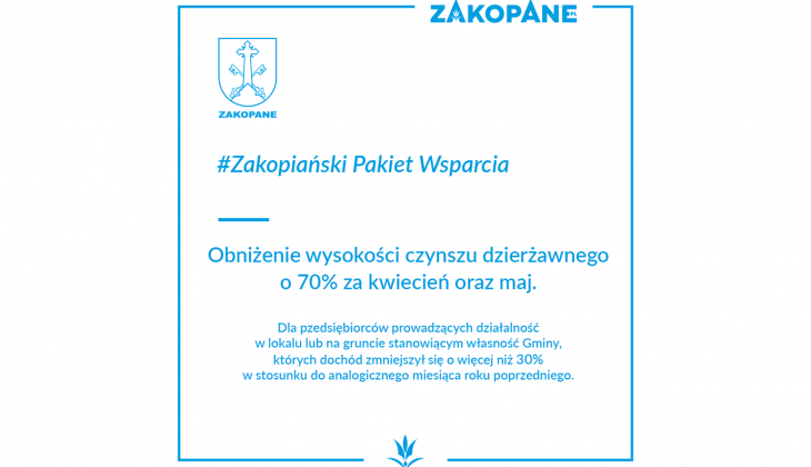 Zakopiański pakiet wsparcia - obniżki wysokości czynszu dzierżawnego