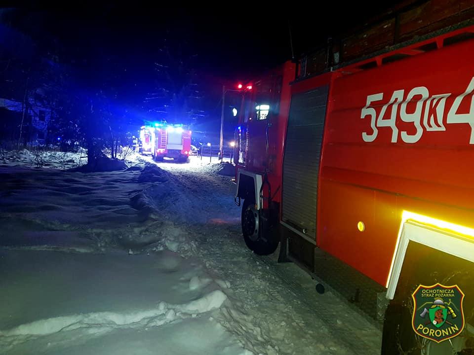 Nocny pożar w Murzasichlu (zdjęcia)