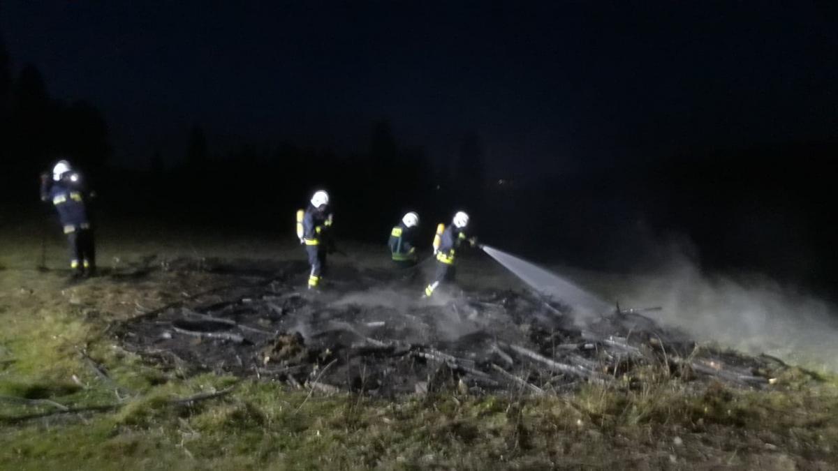 Pożar sterty gałęzi (zdjęcia)