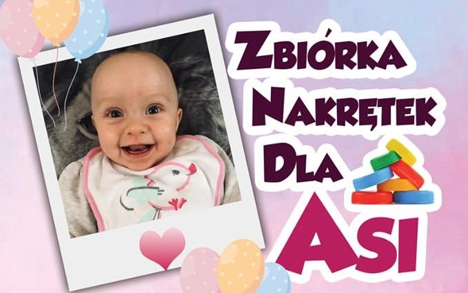 Pomóżmy Asi Podczerwińskiej - zbiórka nakrętek na leczenie dziewczynki