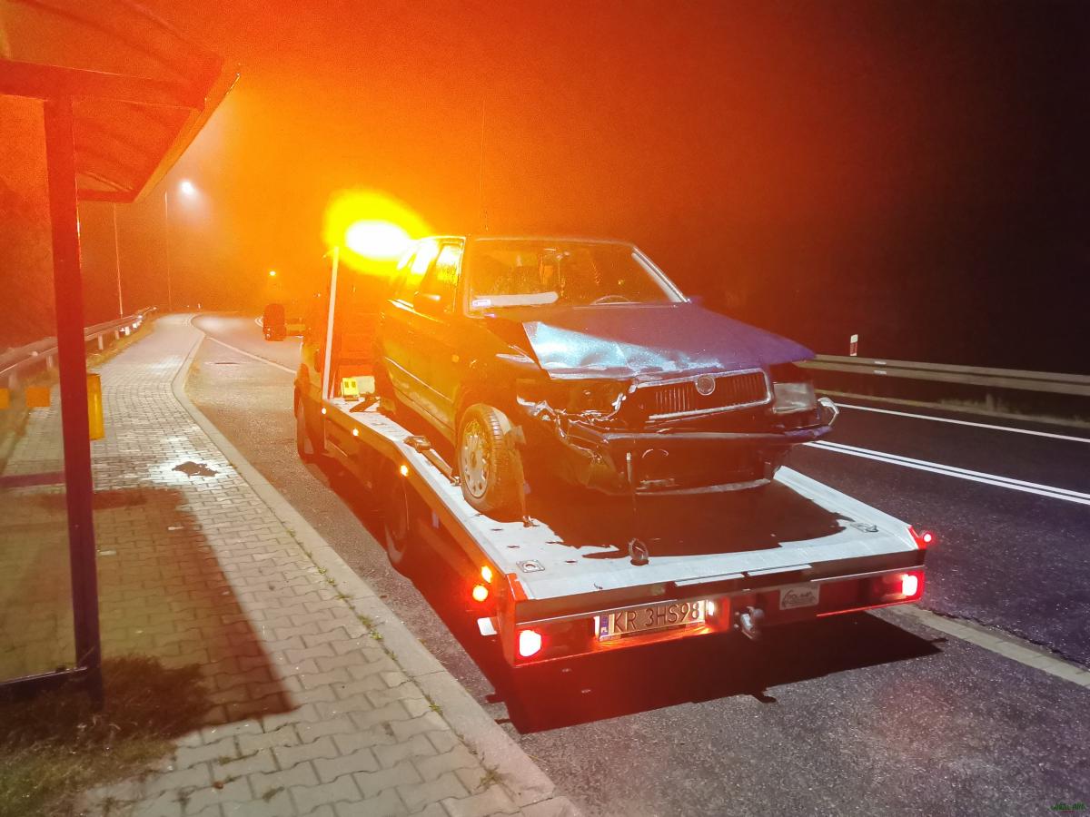 Podwilk, auto wypadło z drogi. (zdjęcia)