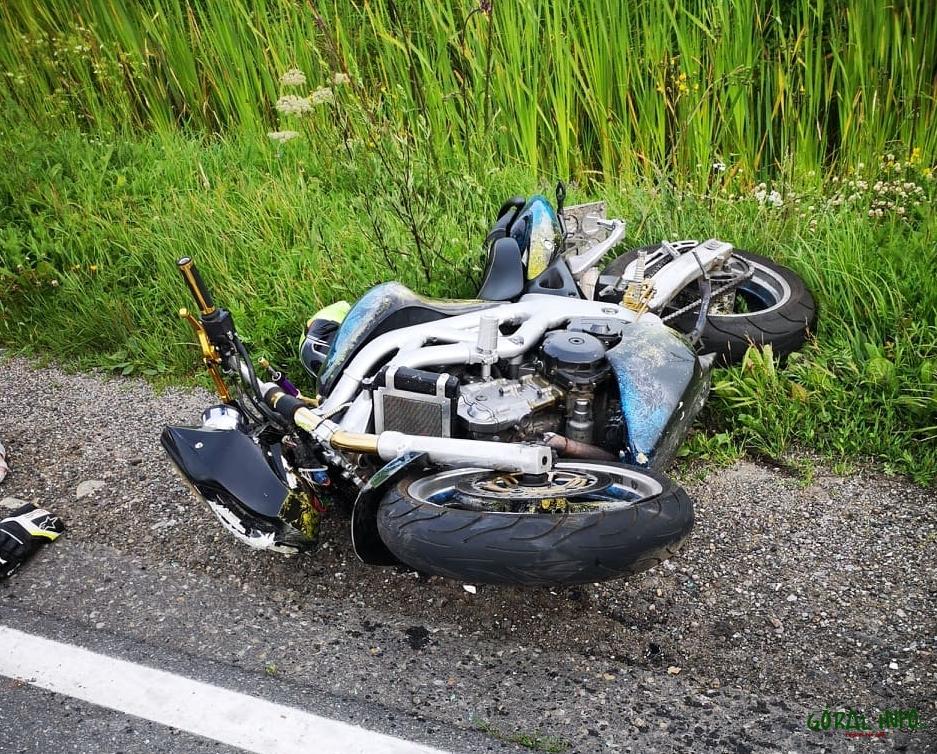 Stare Bystre - wypadek z udziałem motocyklisty.