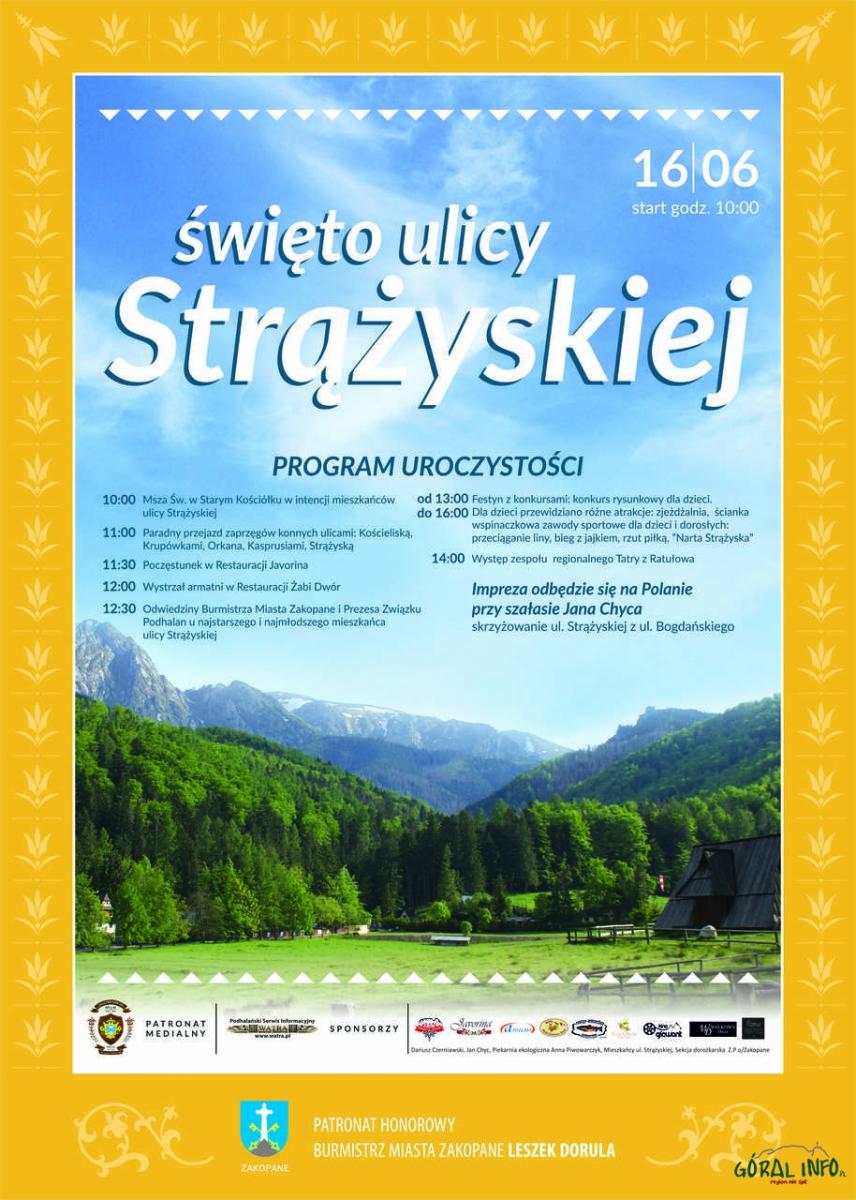 Program Święta ulicy Strążyskiej 16 czerwiec 2019