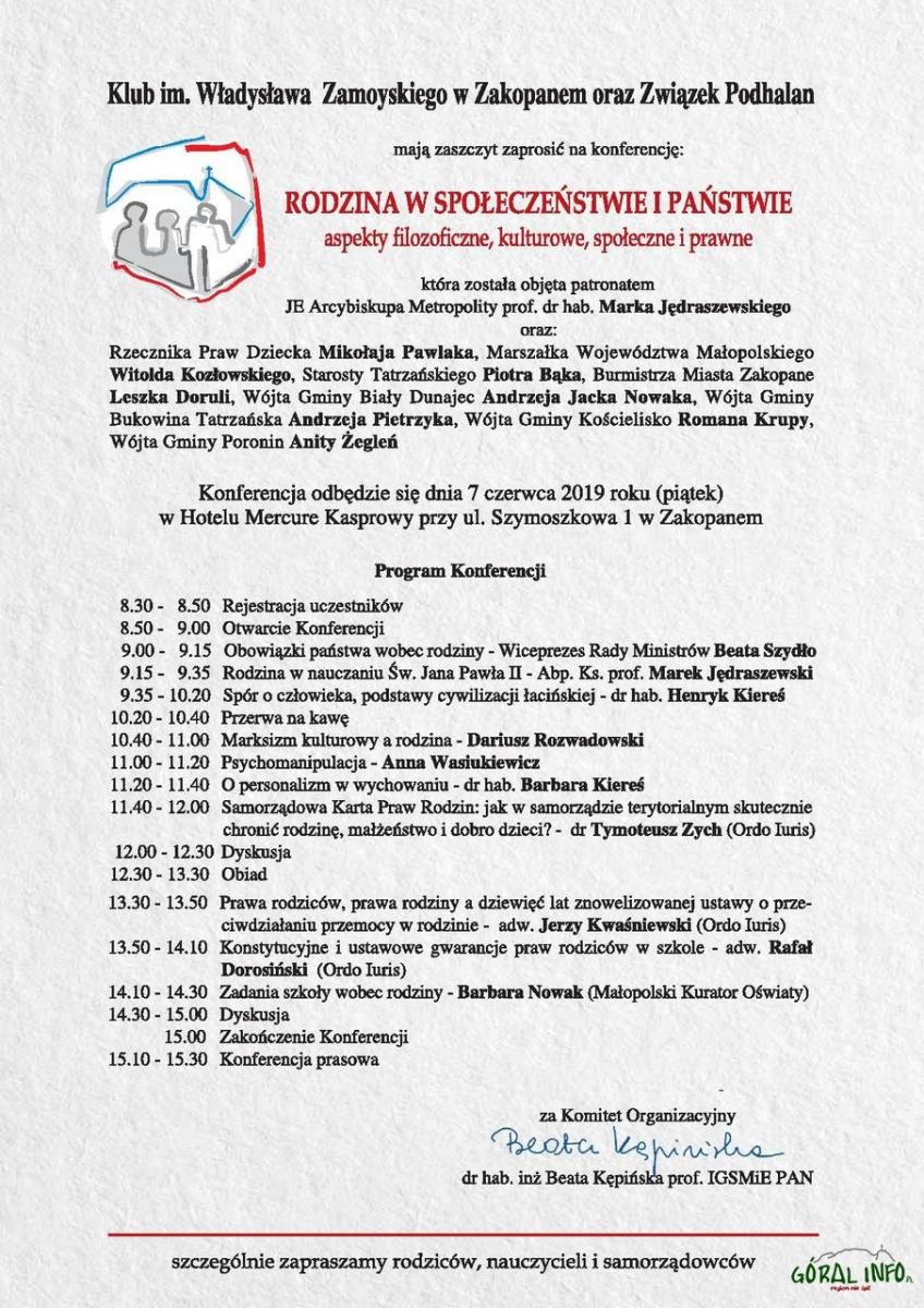 Rodzina w społeczeństwie i państwie - aspekty filozoficzne, kulturowe, społeczne i prawne - konferencja