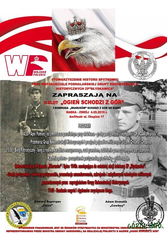 2. Zlot „Ogień Schodzi z Gór”. 3. Kompania „Wiarusów” schodzi z gór do Rabki