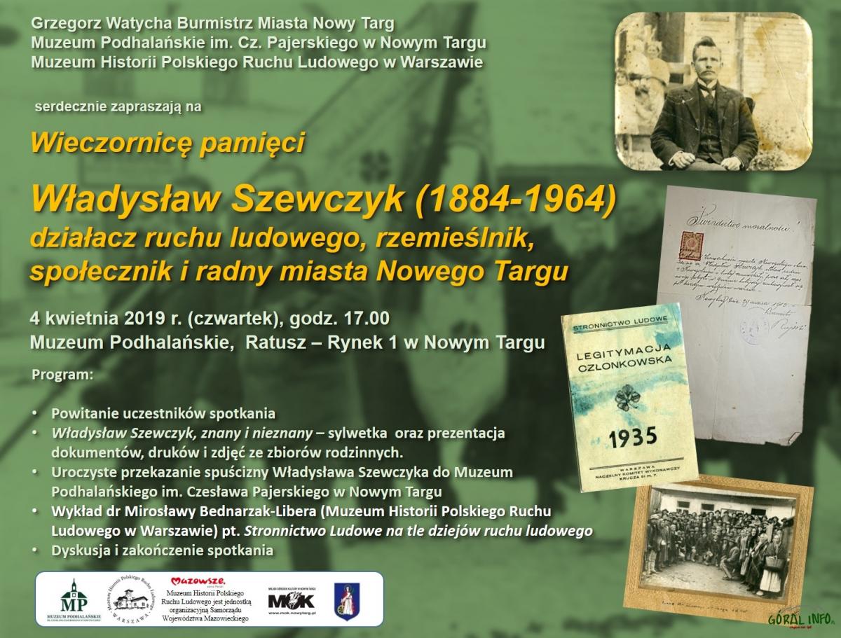 Wieczornica pamięci: Władysław Szewczyk (1884-1964) w Muzeum Podhalańskim