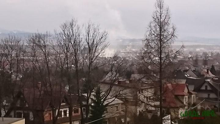 Pożar sadz w centrum Nowego Targu