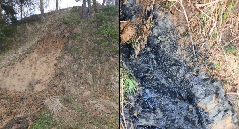 Czarna maź wypływająca ze skarpy - kolejne miejsce z zanieczyszczeniami w Nowym Targu 