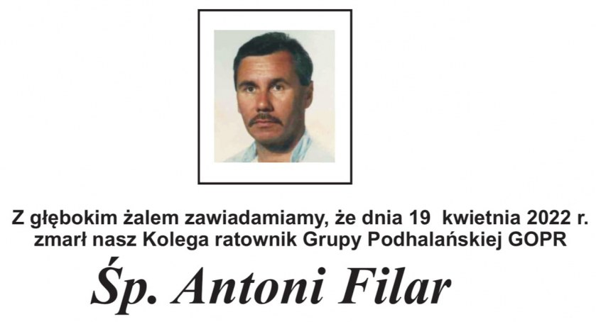 Zmarł Antoni Filar - ratownik Grupy Podhalańskiej GOPR