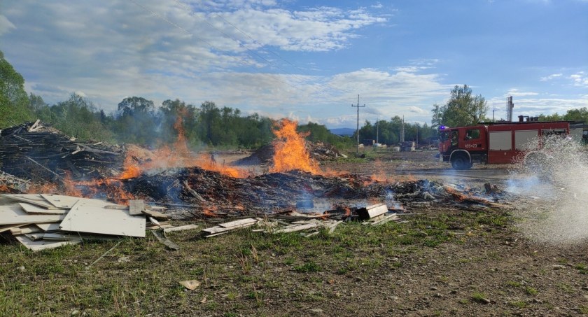 Pożar na tartaku w Podczerwonem