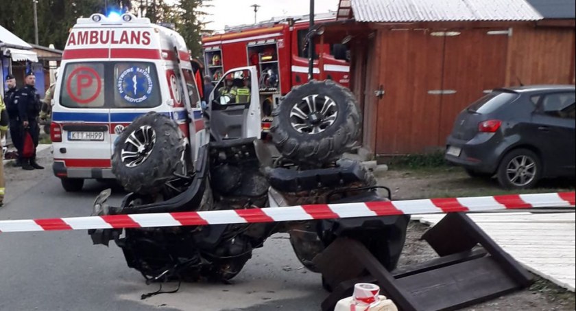Dachowanie quada na Gubałówce - śmigłowiec LPR odwołany 