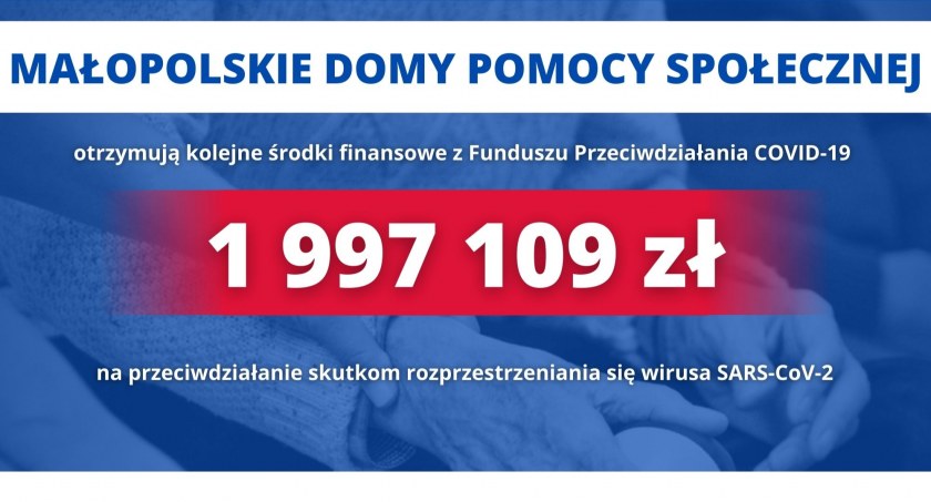 Kolejne środki z funduszu przeciwdziałania COVID-19 dla małopolskich Domów Pomocy Społecznej