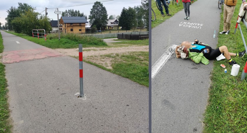 Groźne słupki na ścieżce rowerowej - kolejny wypadek w Podczerwonem