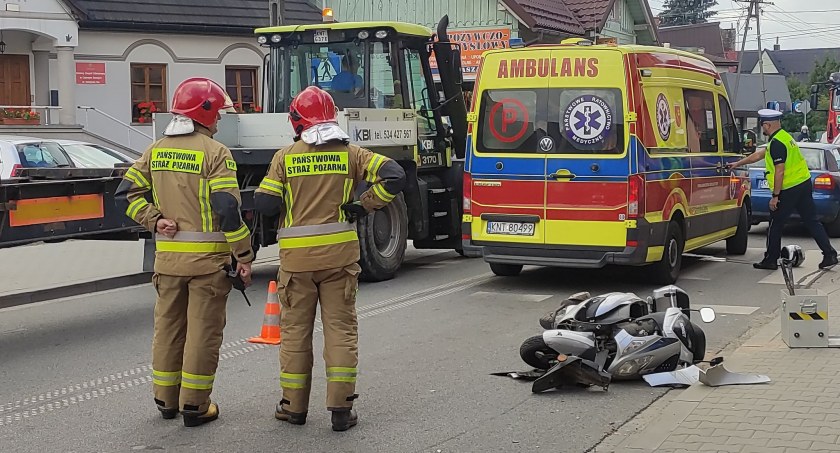 Motocyklista zabrany do szpitala