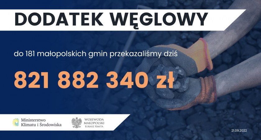 Pieniądze na dodatek węglowy przekazane samorządom