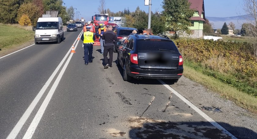 Zderzenie trzech samochodów na słowackich rejestracjach
