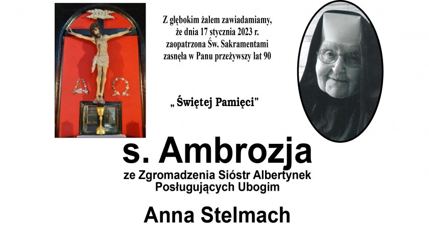 Zmarła Albertynka s. Ambrozja - całe dorosłe życie oddała Bogu