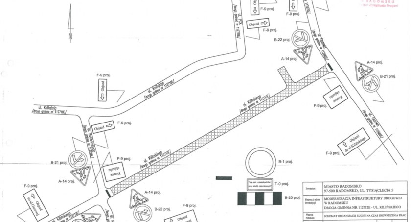 Fragment ul. Kilińskiego nieprzejezdny. Objazd ulicami  Kołłątaja, PCK i Architektów