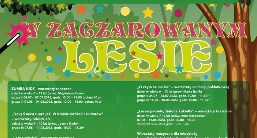 W zaczarowanym lesie. Miejski Dom Kultury zaprasza na wakacyjne warsztaty artystyczne dla najmłodszych