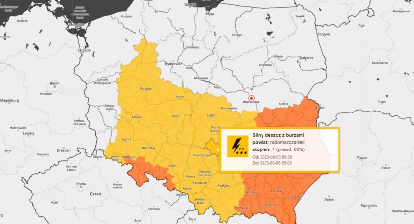 Deszcze, grad, wiatr. Meteorolodzy ostrzegają przez załamaniem pogody. W poniedziałek w Radomsku ledwie 16 stopni