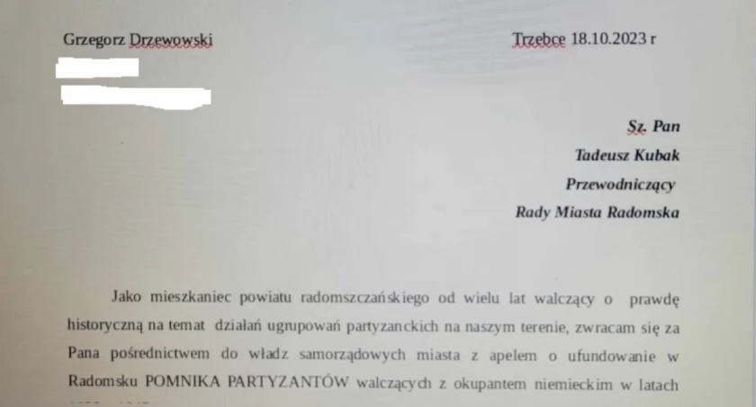 Grzegorz Drzewowski apeluje do władz: postawcie pomnik partyzantów walczących z okupantem w latach 1939–1945