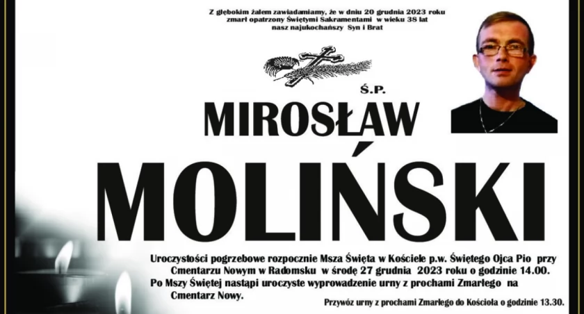 Pogrzeb Mirosława Molińskiego zaraz po świętach. Radomszczanin zmarł w wieku 38 lat