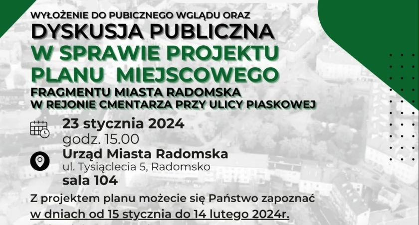 Urząd Miasta Radomska organizuje debatę publiczną dotyczącą projektu planu miejscowego