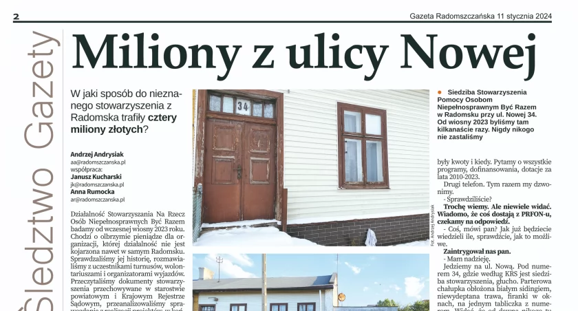 Miliony  z ulicy Nowej: kontrola i nowe wątki. „Sprawdzamy wszystkie sygnały