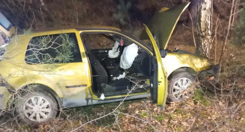 Wypadek w Katarzynowie w gminie Kobiele Wielkie. Samochód uderzył w drzewo. Poszkodowane dwie osoby