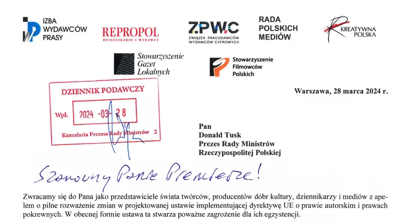Media ogólnopolskie i lokalne piszą do Donalda Tuska: Nie wspierajcie Google. Warunki korzystania z naszych treści muszą być uczciwe