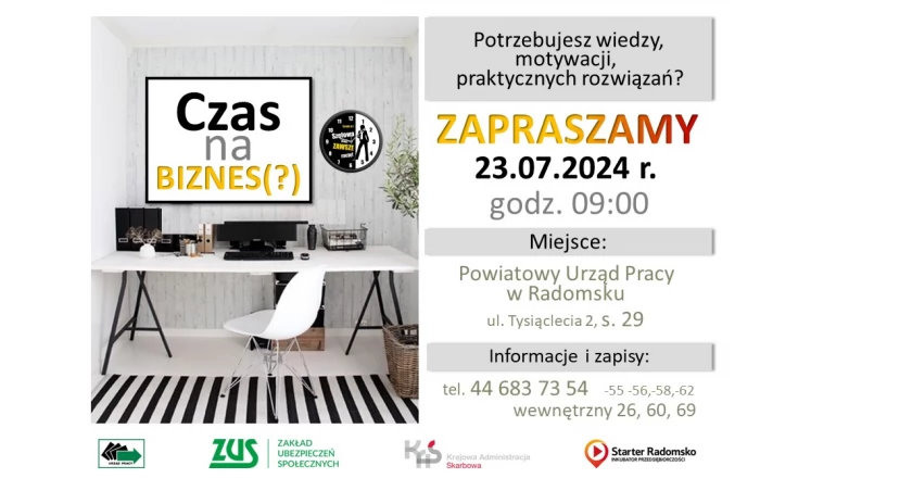Czas na biznes? PUP ze Starterem Radomsko organizują spotkanie informacyjne na temat zakładania i prowadzenia działalności gospodarczej