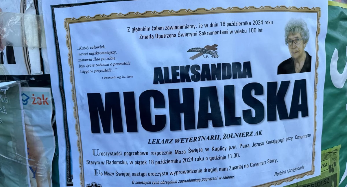 Zmarła Aleksandra Michalska, żołnierz Armii Krajowej, łączniczka Stanisława Sojczyńskiego Warszyca