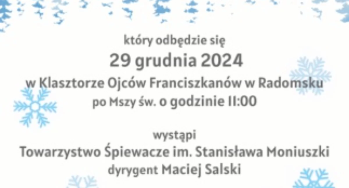 Moniuszkowcy zapraszają na koncert kolęd do klasztoru oo. Franciszkanów