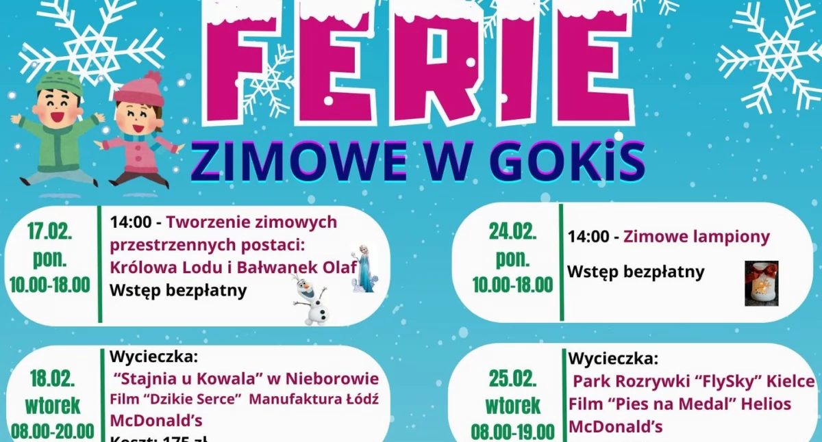 Ferie tuż, tuż. GOKiS w Wielgomłynach przygotował już plan zajęć