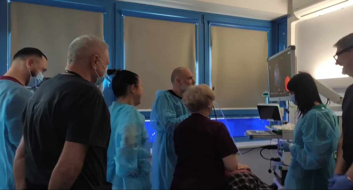 Szpital Powiatowy. Pierwsze badanie EBUS - biopsja cienkoigłowa pod kontrolą ultrasonografii. Na sprzęcie od WOŚP-u