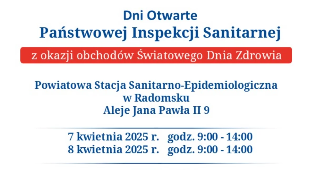 Obchody Światowego Dnia Zdrowia. Państwowa Inspekcja Sanitarna zaprasza na dni otwarte