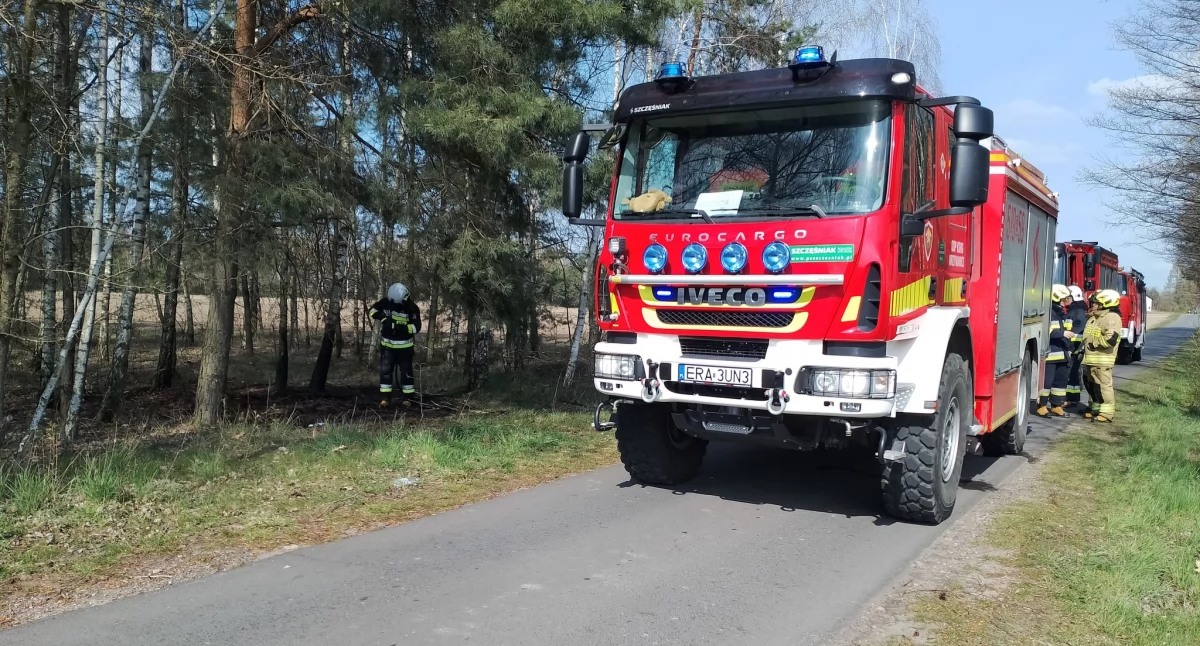 Kilka pożarów gasili strażacy w sobotę. O jednym powiadomiła 6-latka, która była z tatą na spacerze