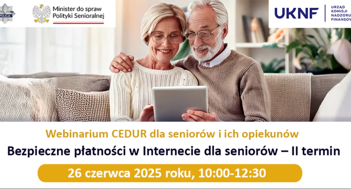  „Bezpieczne płatności w Internecie dla seniorów”. Werbinarium odbędzie się w czwartek  26 czerwca 