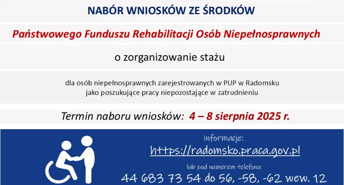 Dwa ostatnie w tym roku staże dla osób niepełnosprawnych. PUP zachęca do składania wniosków