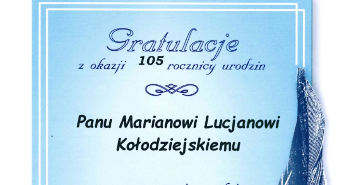 Radomszczanin Marian Kołodziejski skończył 105 lat. Życzenia złożył mu prezydent miasta