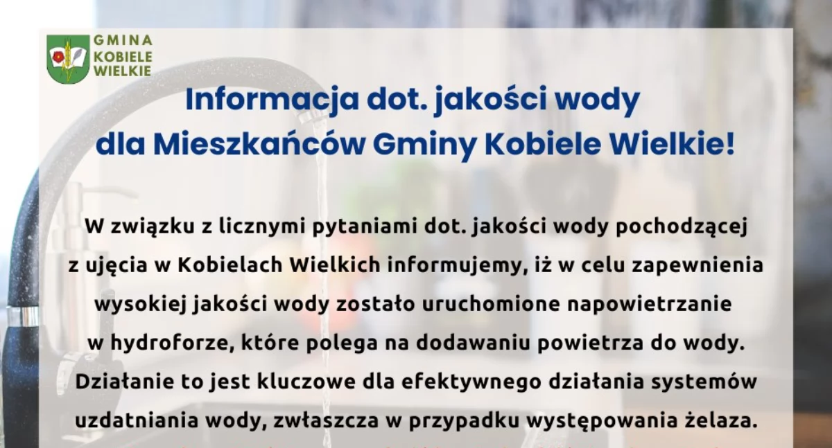 Napowietrzona woda. Dodawanie powietrza do wody w ujęciu w Kobielach Wielkich ma poprawić jej jakość