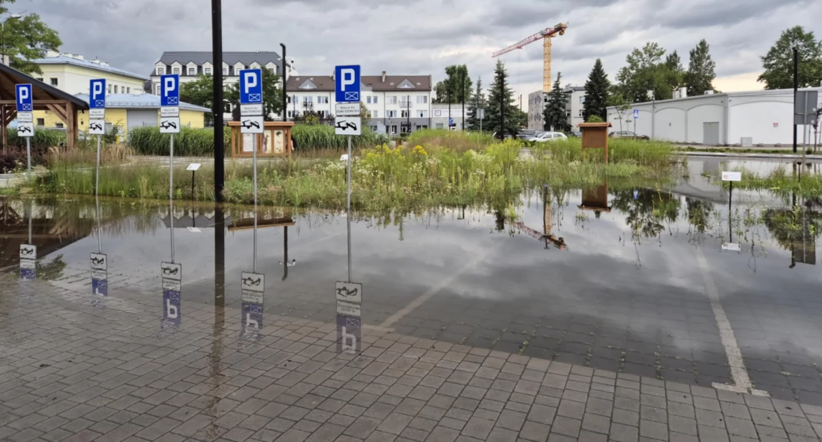 [ZDJĘCIA] Staw czy może nowe kąpielisko? Mieszkańcy skarżą się na nowy parking przy jednej ze ścian wertykalnych