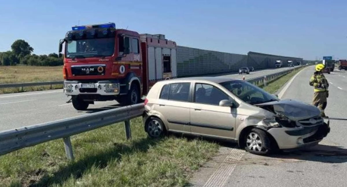 Hyundai uderzył w Skodę, Skoda w Volvo. To był mały karambol na A1