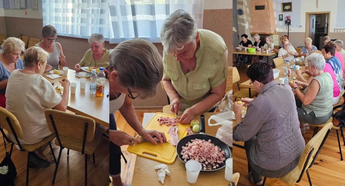 Prażochy i ciasto śliwkowe na międzypokoleniowych warsztatach kulinarnych w gminie Lgota Wielka