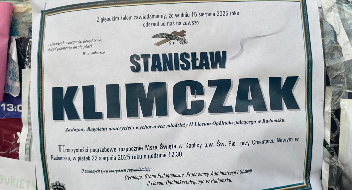 Społeczność II Liceum Ogólnokształcącego w Radomsku żegna emerytowanego nauczyciela. Uroczystości pogrzebowe odbędą w piątek